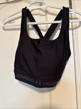 Under Armour Black Crossback Sports Bra with Branded Band